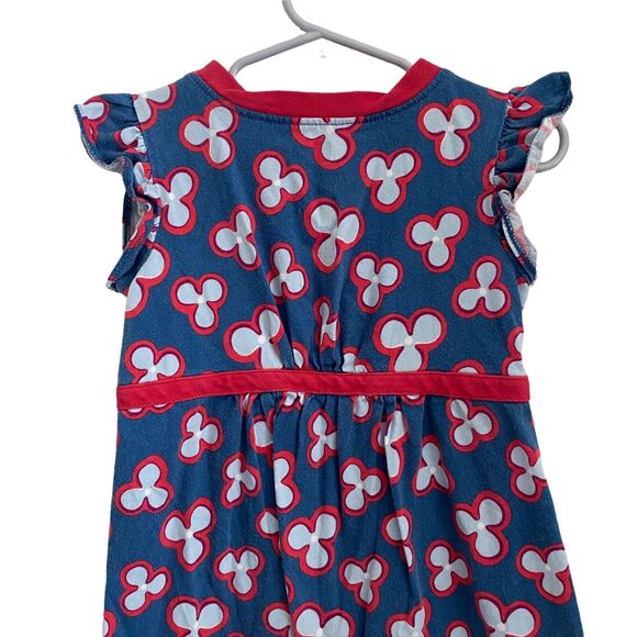 TEA Baby Girls Size 3 T-Shirt Dress Printed Red Blue Floral Ruffle Basic Vneck - Picture 6 of 7